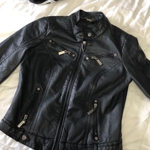 Faux leather moto jacket